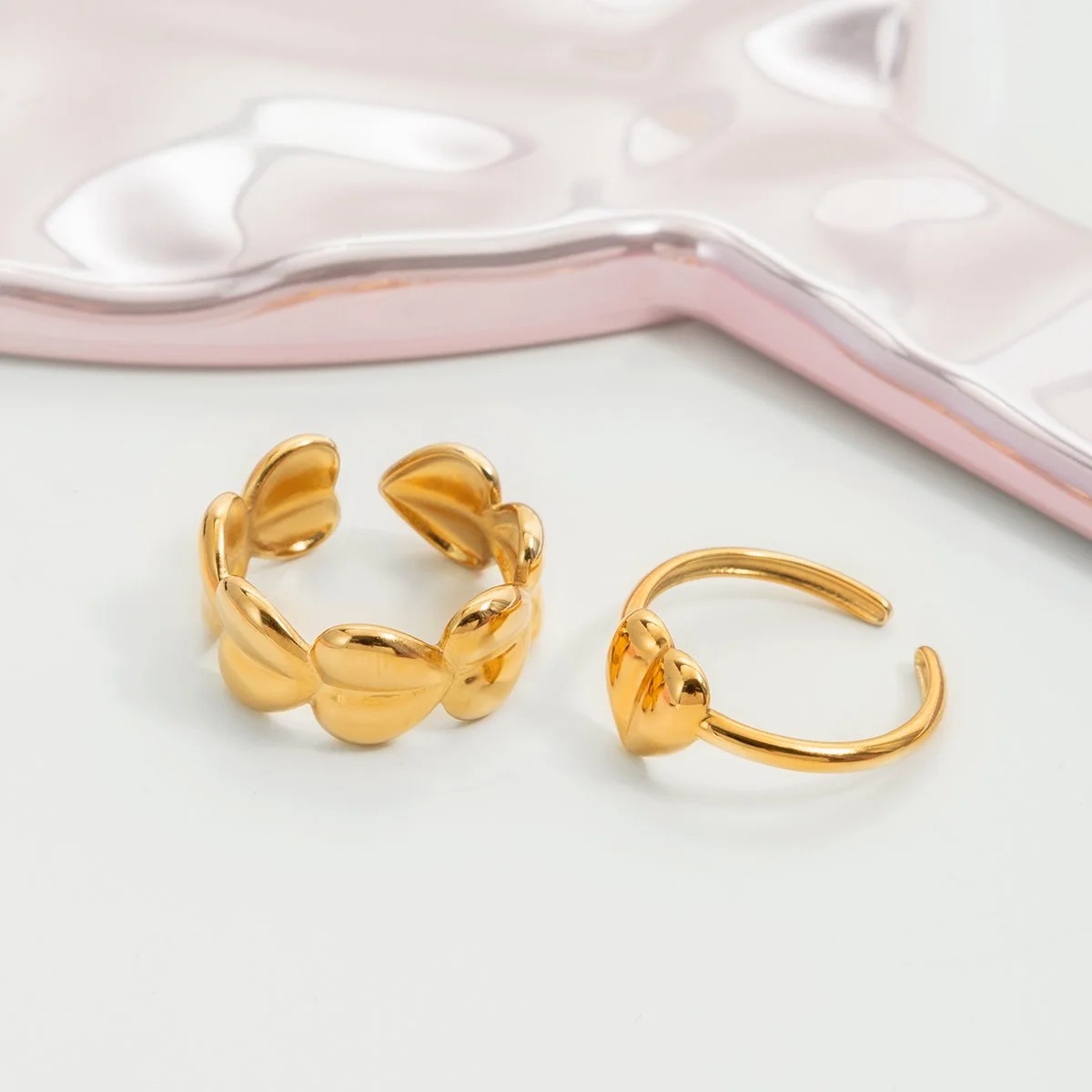 18K Gold Plated Minimalist Heart Ring for Women