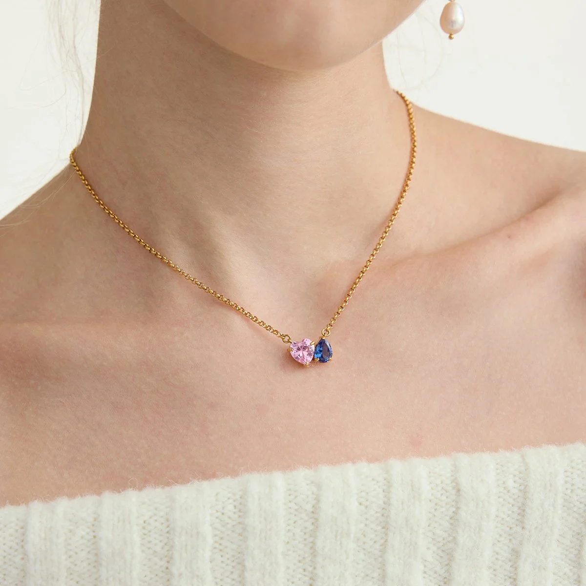 Classic Heart-Shaped Water Drop Zircon Pendant Necklace