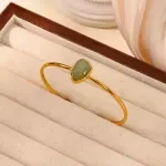 Natural Opal Cuff Bracelet for Women – Minimalist Open Bangle