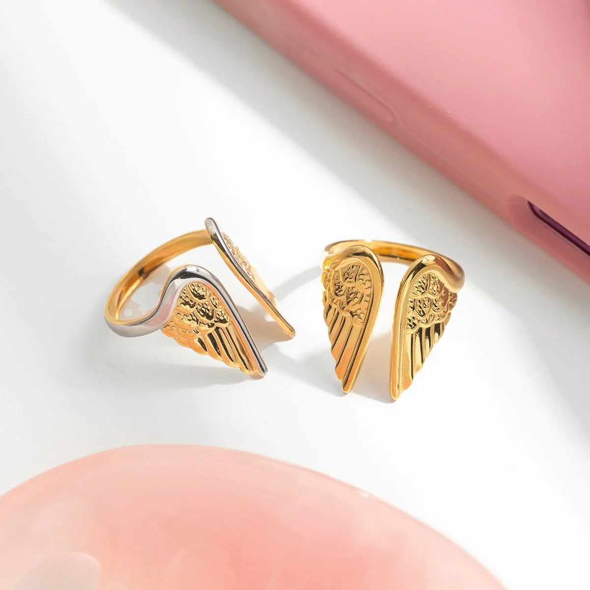 Classic Adjustable Angel Wings Ring in Gold and Silver – 18K Plated