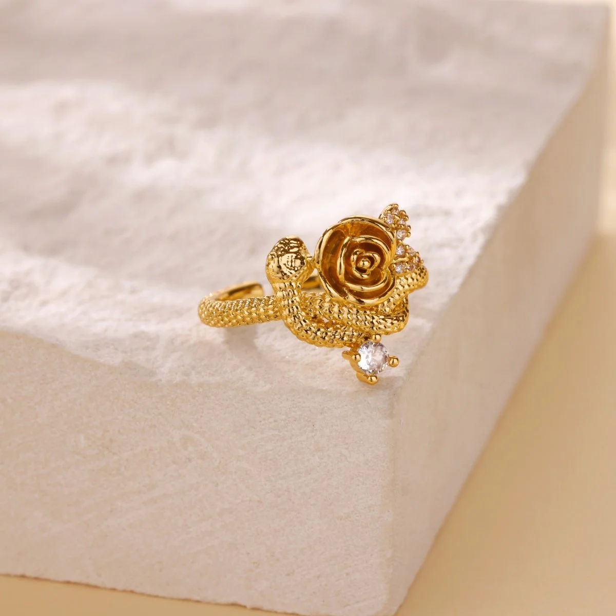 Gold Rose Adjustable Ring for Women