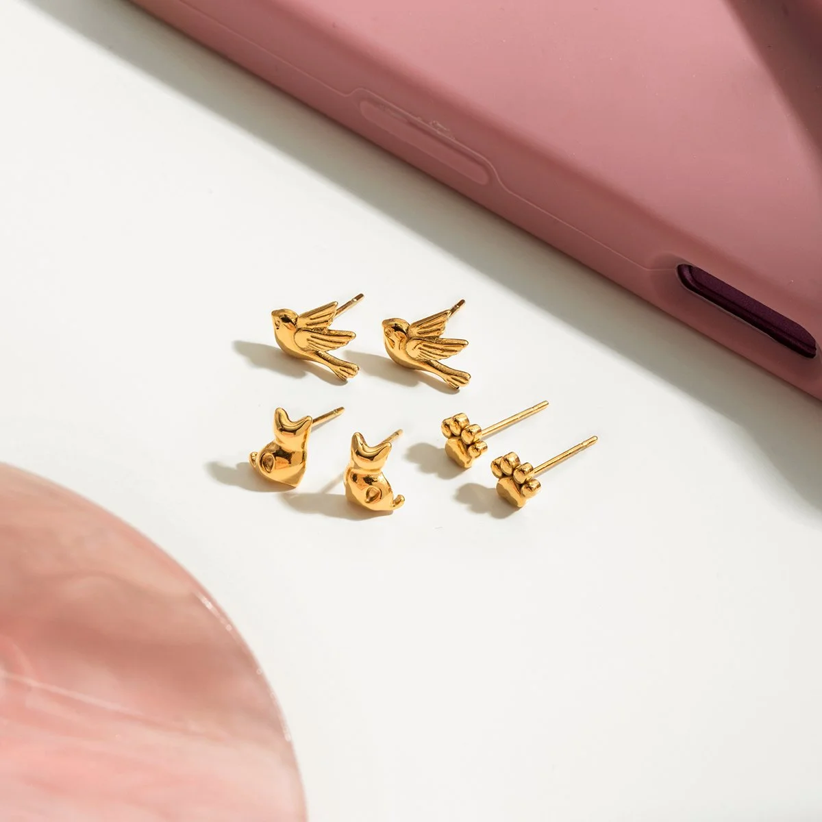 Trendy Stud Earrings – Hypoallergenic 18K Gold-Plated Stainless Steel for Women