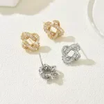 Elegant Cubic Zirconia Geometric Stud Earrings for Women