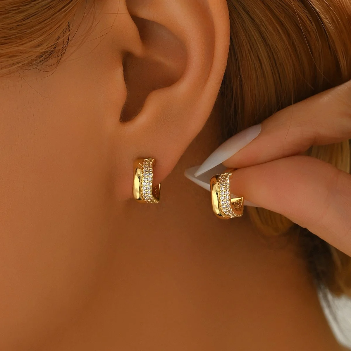 Irregular Zircon Stud Earrings for Women