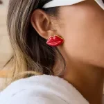 Trendy Red Drip Lips Stud Earrings – Hypoallergenic Stainless Steel