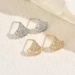KC Gold Plated Ginkgo Leaf Stud Earrings with Cubic Zirconia
