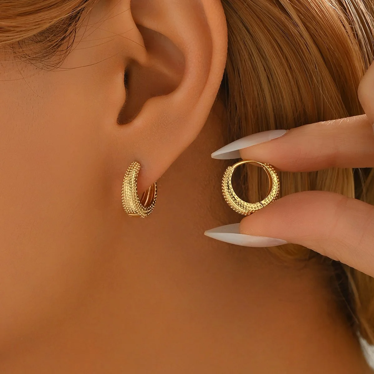 Minimalist Punk Heart Huggie Hoop Earrings