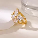 Gold Butterfly Zircon Ring for Women – Stainless Steel Hypoallergenic Jewelry