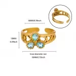 Luxury Blue Zircon Teardrop Ring for Women – Gold-Plated Stainless Steel