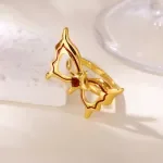 Wing & Star Adjustable Ring - Gold Zircon Celestial Jewelry for Women