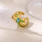 Butterfly Adjustable Ring for Women - Gold Zircon Statement Jewelry