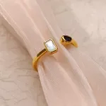 Zircon Square Drop Gold Geometric Wedding Ring for Women