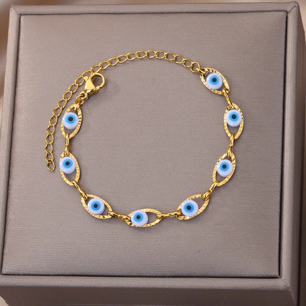 Gothic Rainbow Evil Eye Bracelet for Women