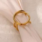 Gold Stainless Steel Hollow Round Open Ring for Women