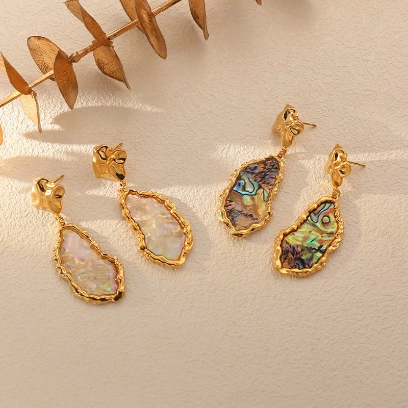Irregular Gold-Tone Stainless Steel Dangle Earrings for Women