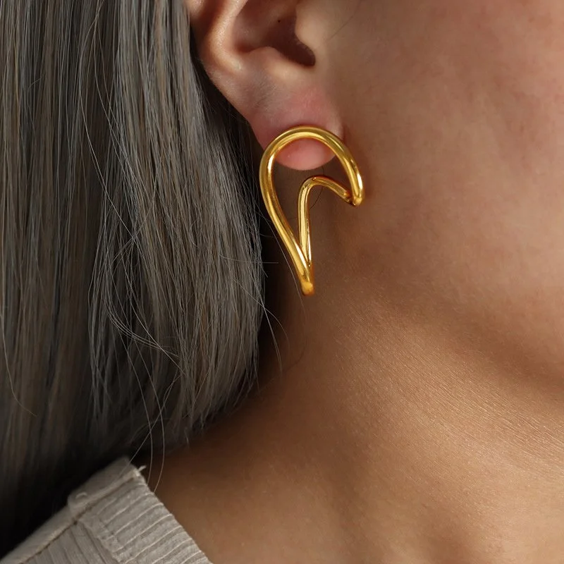 Personalized Geometric U-Shape Hoop Drop Earrings for Women