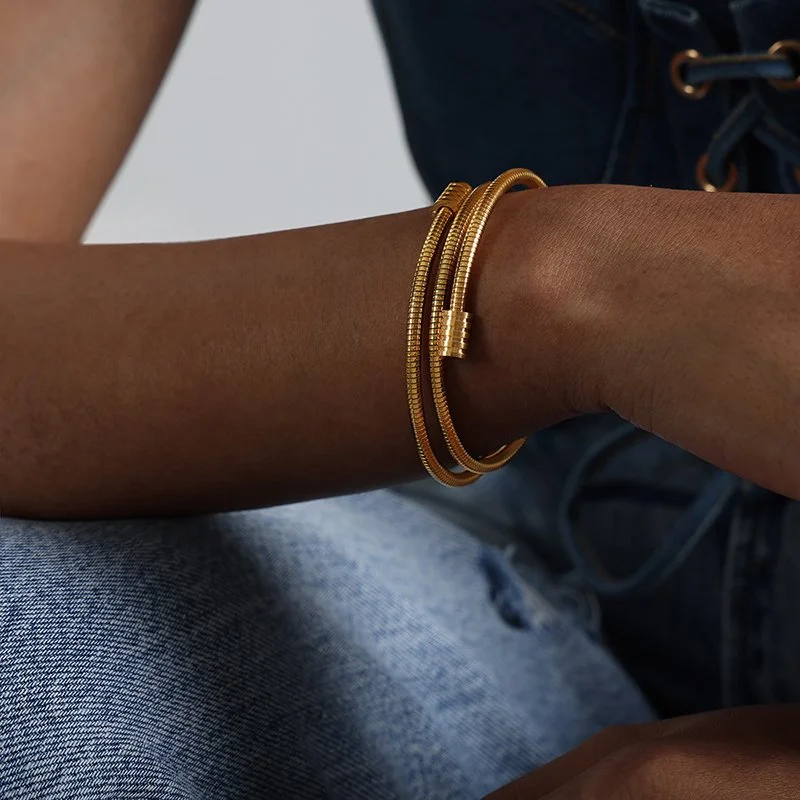 Vintage Gold Multi-Layer Boho Snake Chain Bracelet for Women