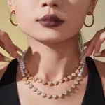 Gold Pearl Heart Necklace | Sparkling Zircon Choker for Women