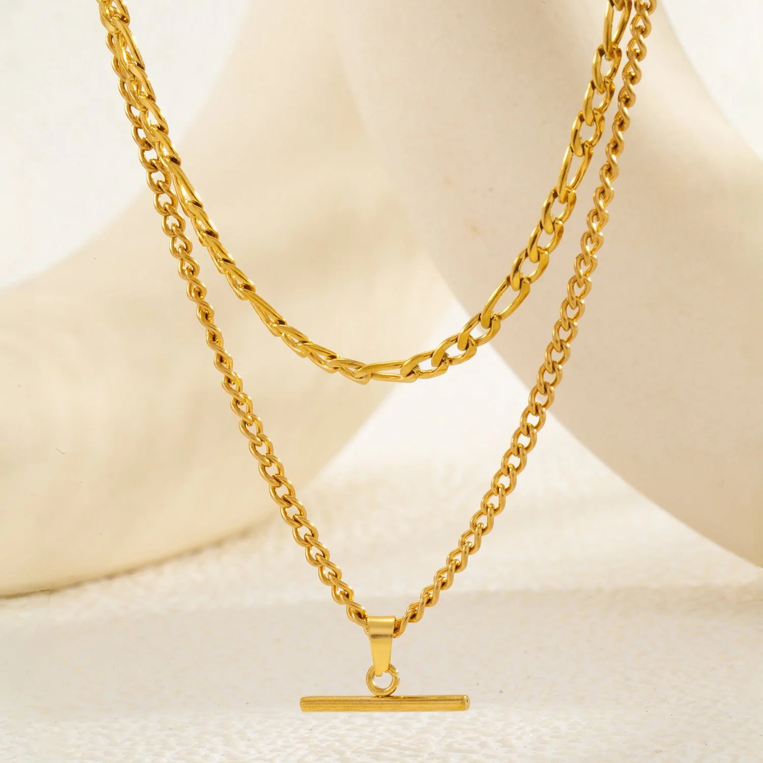 Minimalist Layered Gold Necklace for Women | Double Chain
