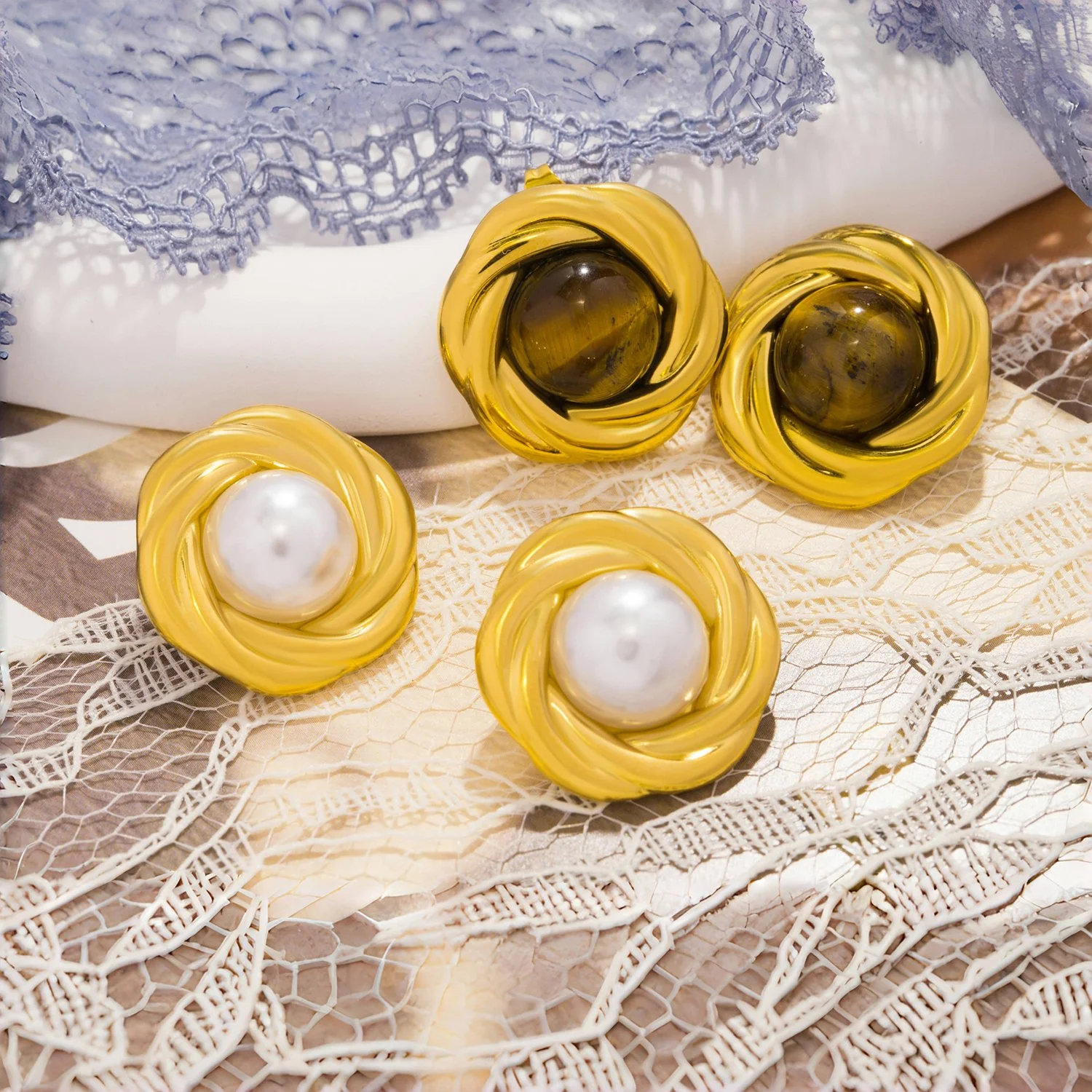 Golden Tiger’s Eye Stud Earrings