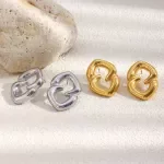Simple Lines Love Stainless Steel Women's Earrings - PVD Gold Plated Fashion Jewelry