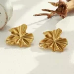 Exquisite Beaded Twisted Flower Stainless Steel Women's Earrings – PVD Gold Plated