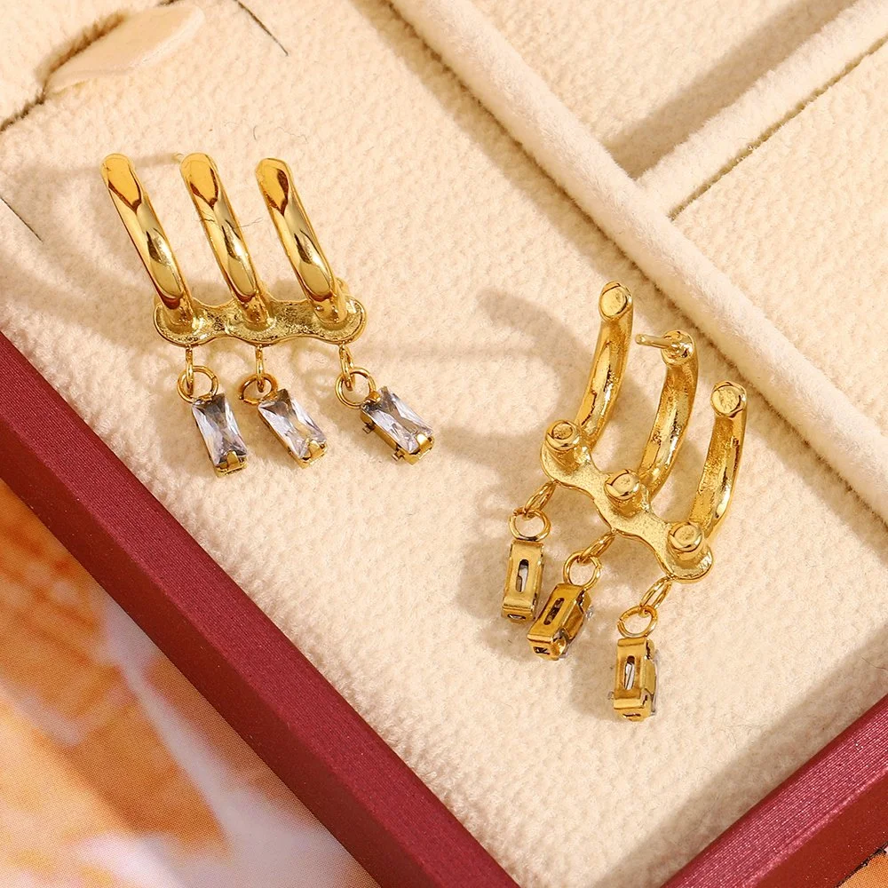 Luxury Geometric Tassel Earrings with Cubic Zirconia for Women