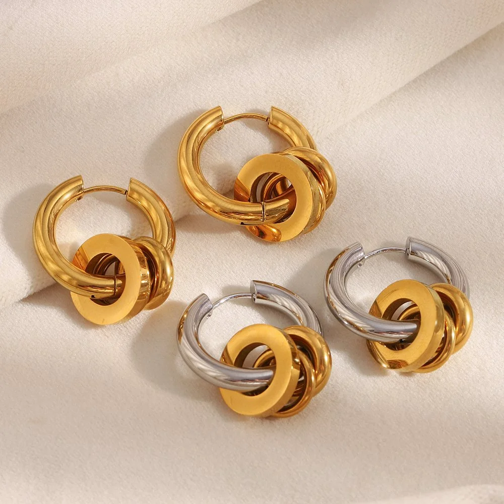 Minimal Gold-Plated Stainless Steel Stud Earrings for Everyday Wear