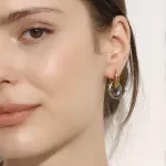 Gold-Plated Oval Zircon Stud Earrings for Women