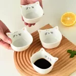 Ceramic Cute Cat Sauce Dish - Japanese Style Seasoning Bowl for Dipping, Salad, and Snacks