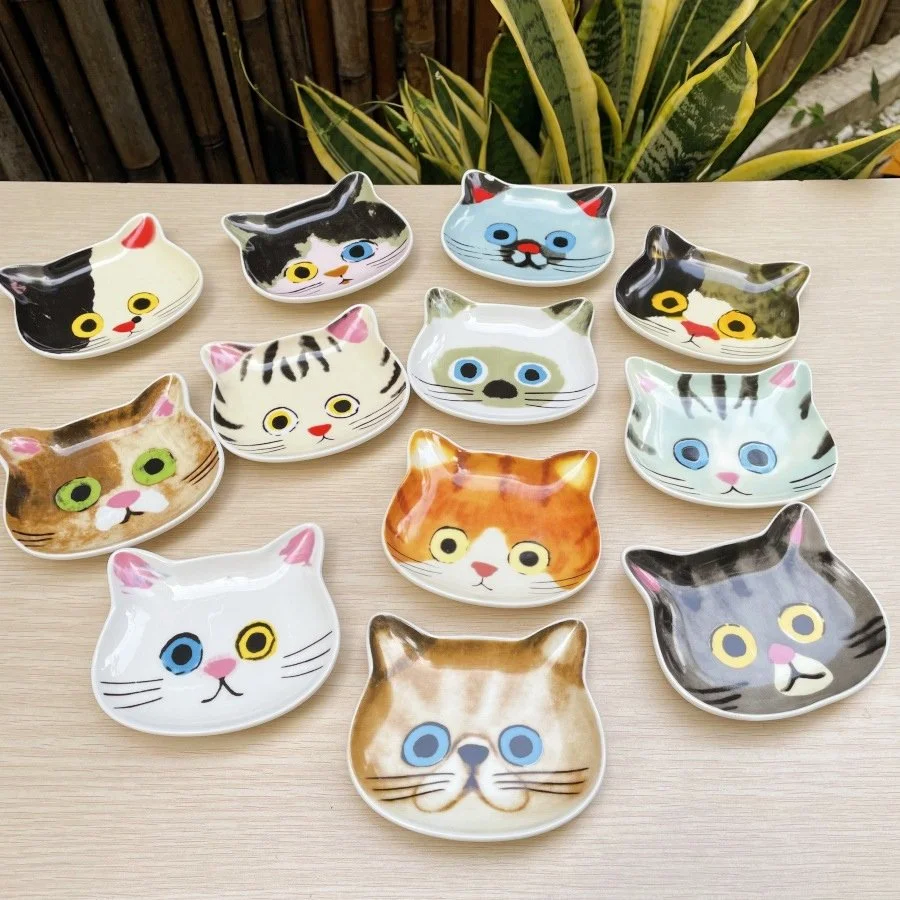 Cute Ceramic Cat Face Sauce Dish – Creative Small Condiment Plate
