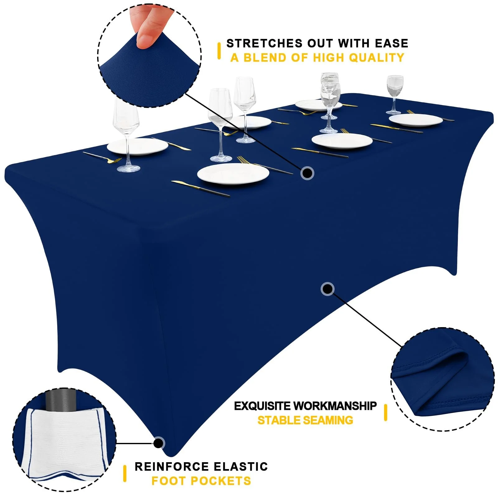 Elastic Stretch Spandex Tablecloth for Parties, Weddings & Events
