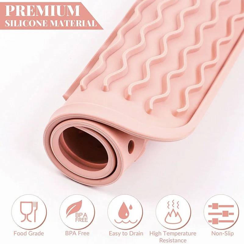 Large Silicone Dish Drying Mat 15.7 x 11.8 Inch – Heat Resistant Countertop Mat