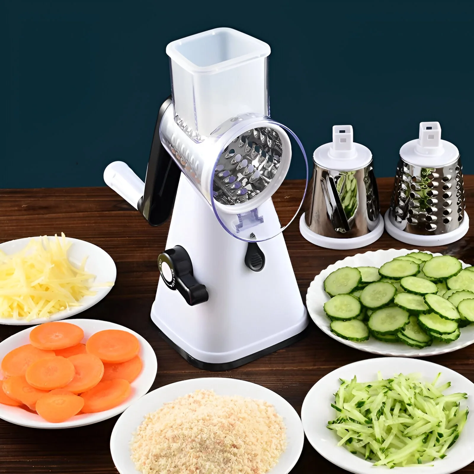 Manual Rotary Cheese & Vegetable Grater with Strong Suction Base