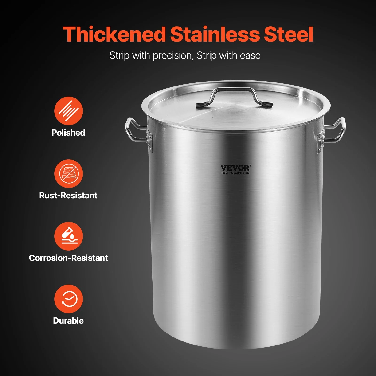 36QT Stainless Steel Stock Pot - Heavy Duty Chafing Dish for Cooking