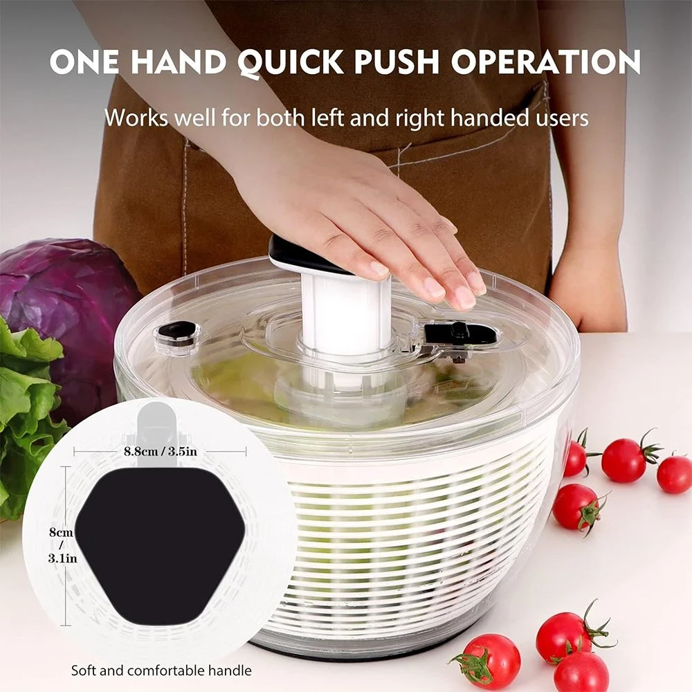 6.3 QT Large Salad Spinner - One-Handed Easy Press Vegetable Dryer