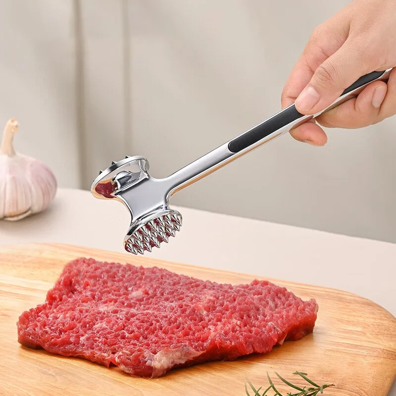 Heavy-Duty Aluminum Meat Tenderizer Hammer – Double-Sided Steak Mallet 8.2 Inch