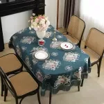 Elegant Chenille Tassel Tablecloth – Floral Embroidered Table Cover for Home & Events