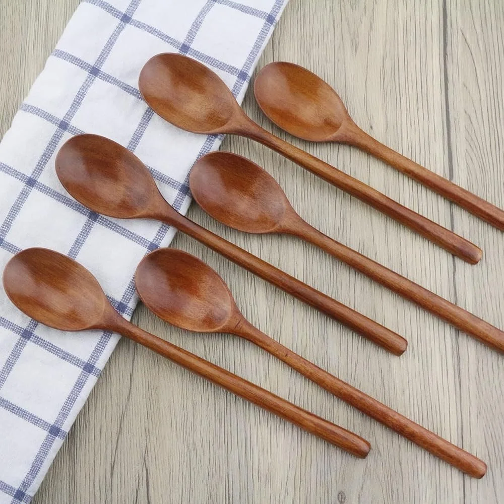 Set of 6 Eco-Friendly Wooden Spoons - 9 Inch Kitchen Utensils