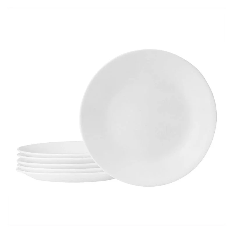 8 Piece Lightweight Glass Salad Plates Set - 6.75 Inch Round Appetizer Dishes