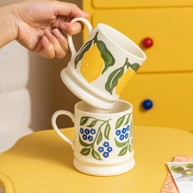 Retro Ceramic Flower Mug – Large Coffee & Tea Cup Gift