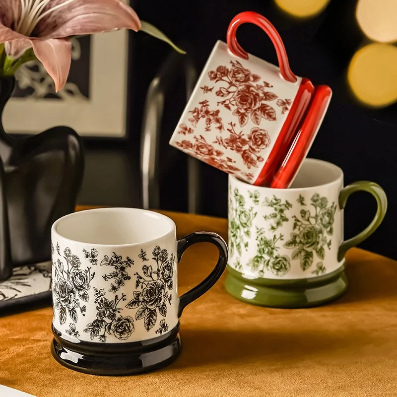 Rose Ceramic Coffee Mug – Creative Ins Style Milk & Water Cup