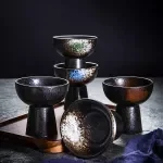 Elegant Black Ceramic Dessert Bowl – High Footed Ice Cream & Pudding Dish