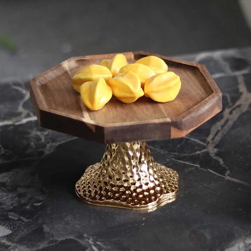 Luxury Solid Wood Hexagonal Fruit Bowl & Dessert Display Plate