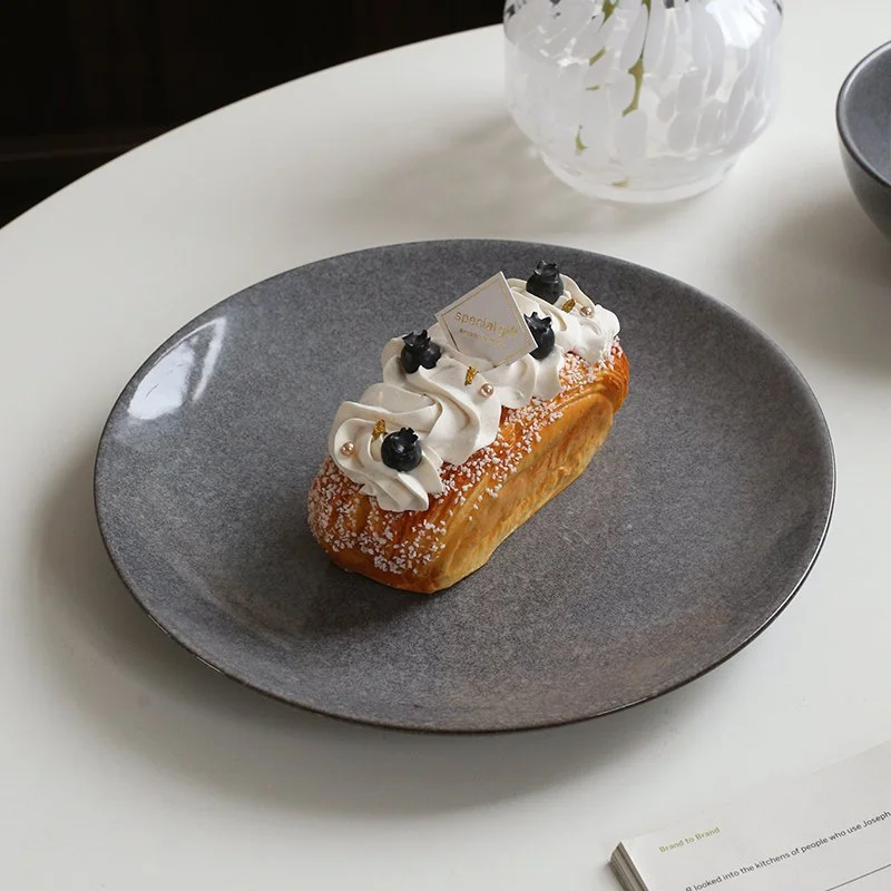 Marble Gray Ceramic Dinner Plate and Bowl – Elegant Round Tableware