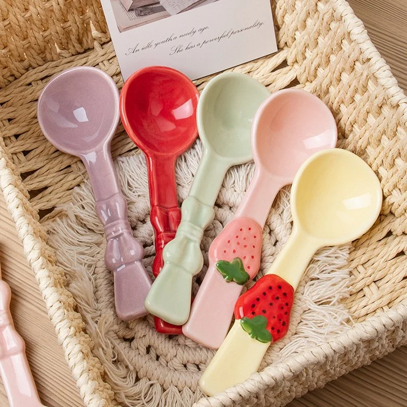 Cute Korean Ceramic Dessert & Soup Spoon for Kids and Tea Time