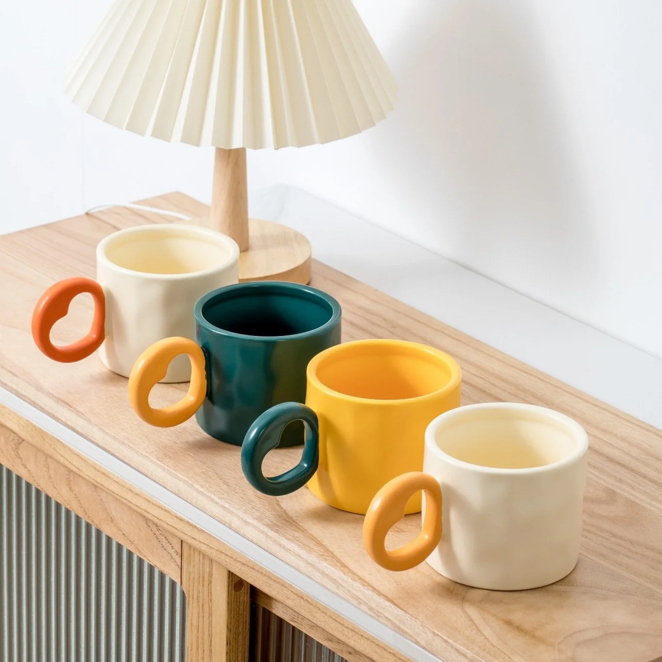 Creative Ceramic Coffee Mug with Love Handle – Modern Drinkware for Home & Office