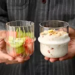 Striped Heat Resistant Glass Cups for Coffee, Tea, Juice & More