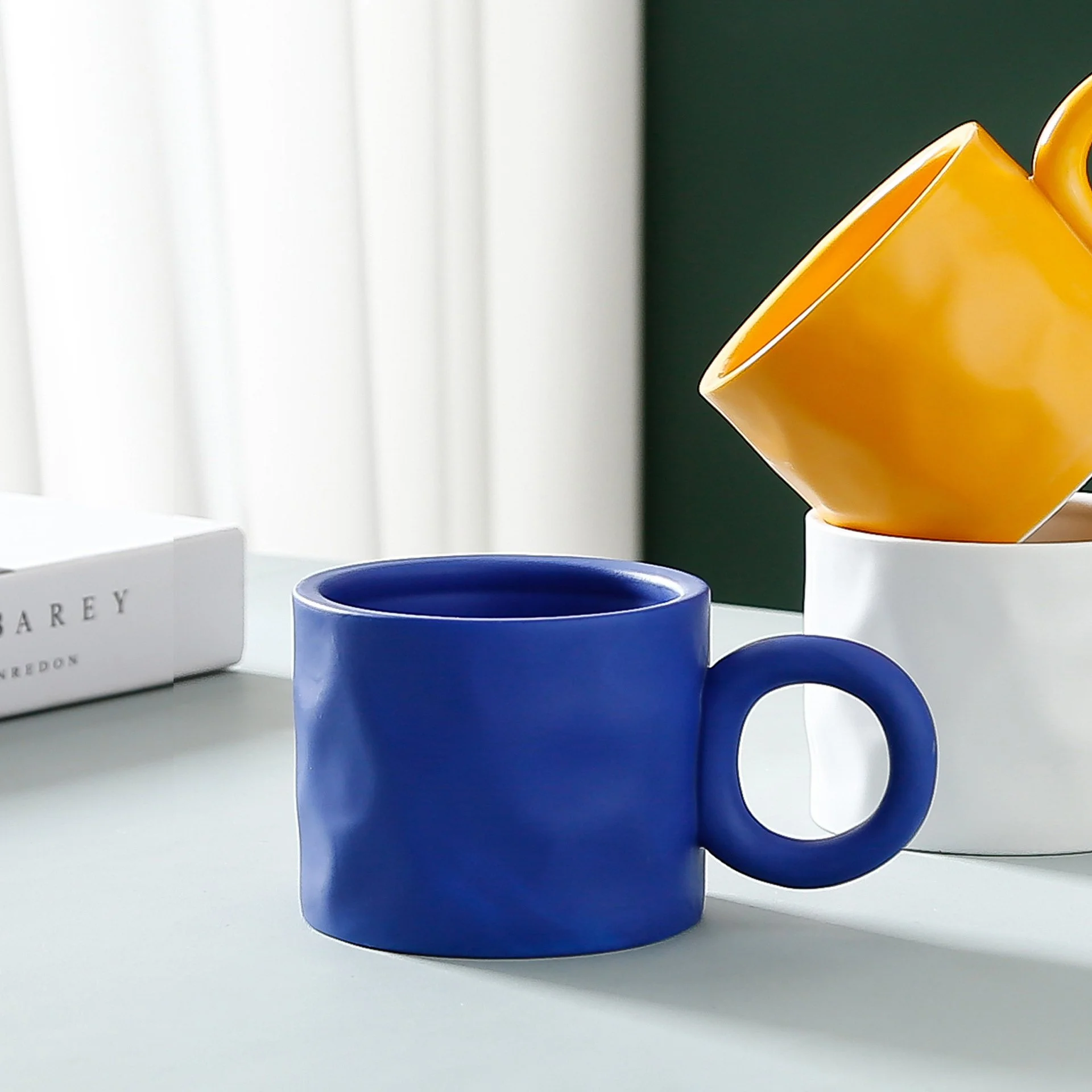 400ml Ceramic Coffee Mug with Round Handle – Microwave & Dishwasher Safe