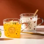500ML Glass Mug with Measurement Scale – Coffee, Milk & Juice Cup for Couples